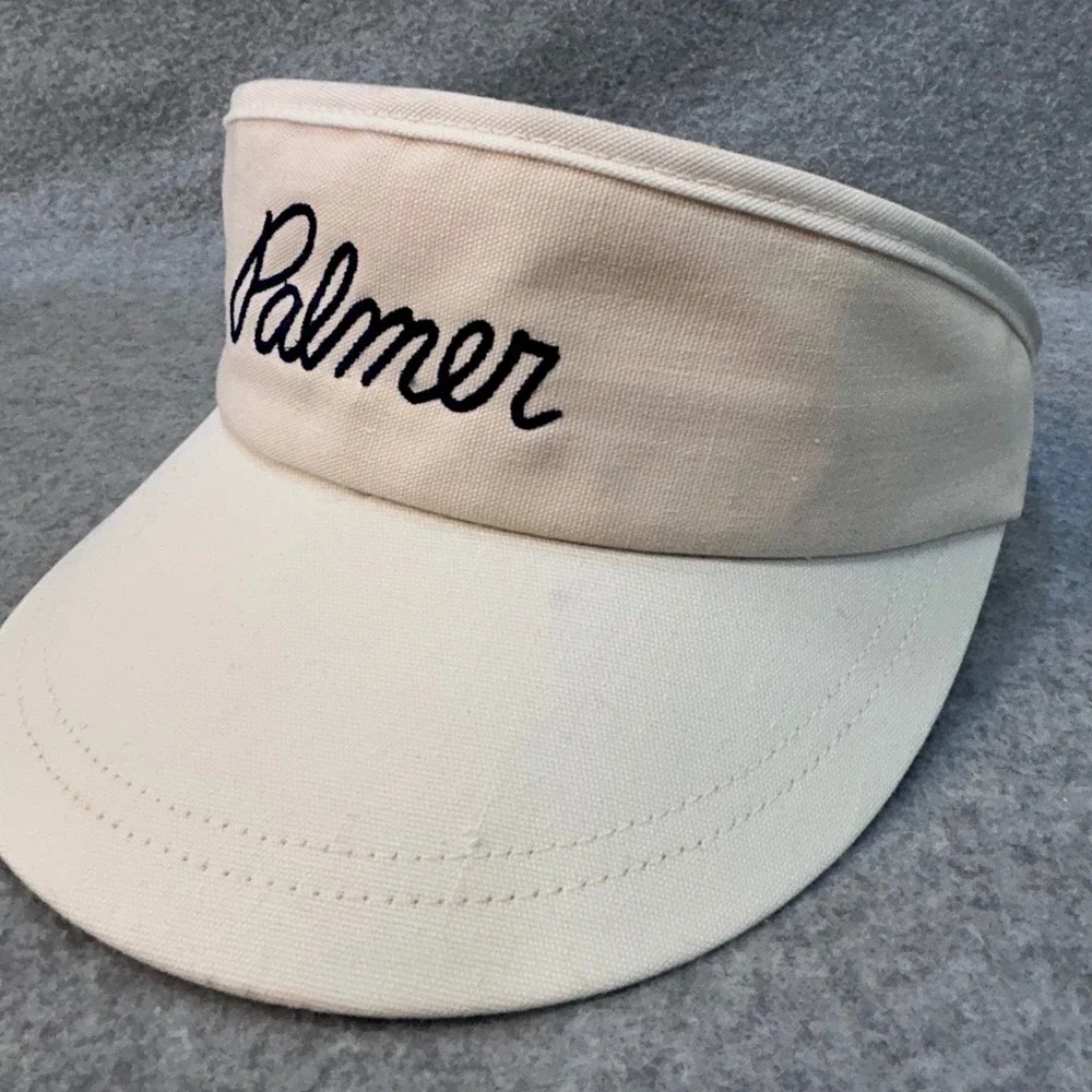 Palmer Script Unisex Cream Duckster Golf Visor Adjustable Vintage USA OSFM